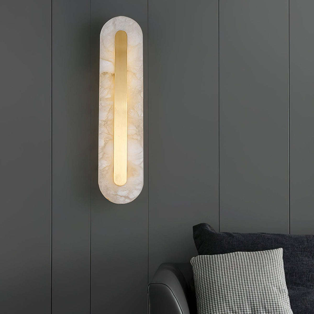 Wall Lamp Modern Alabaster with Integrated LED and Brass Finish