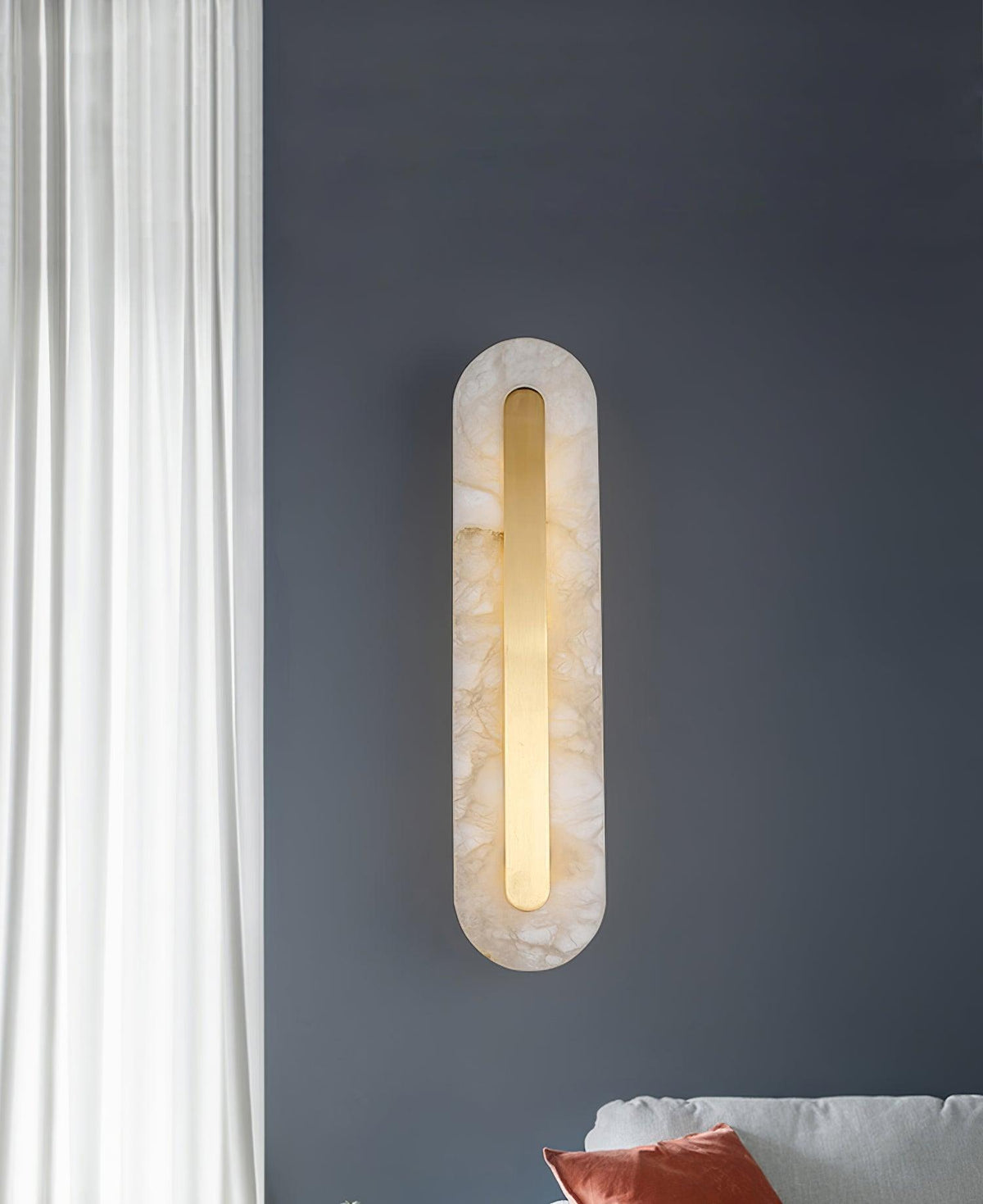 Wall Lamp Modern Alabaster with Integrated LED and Brass Finish