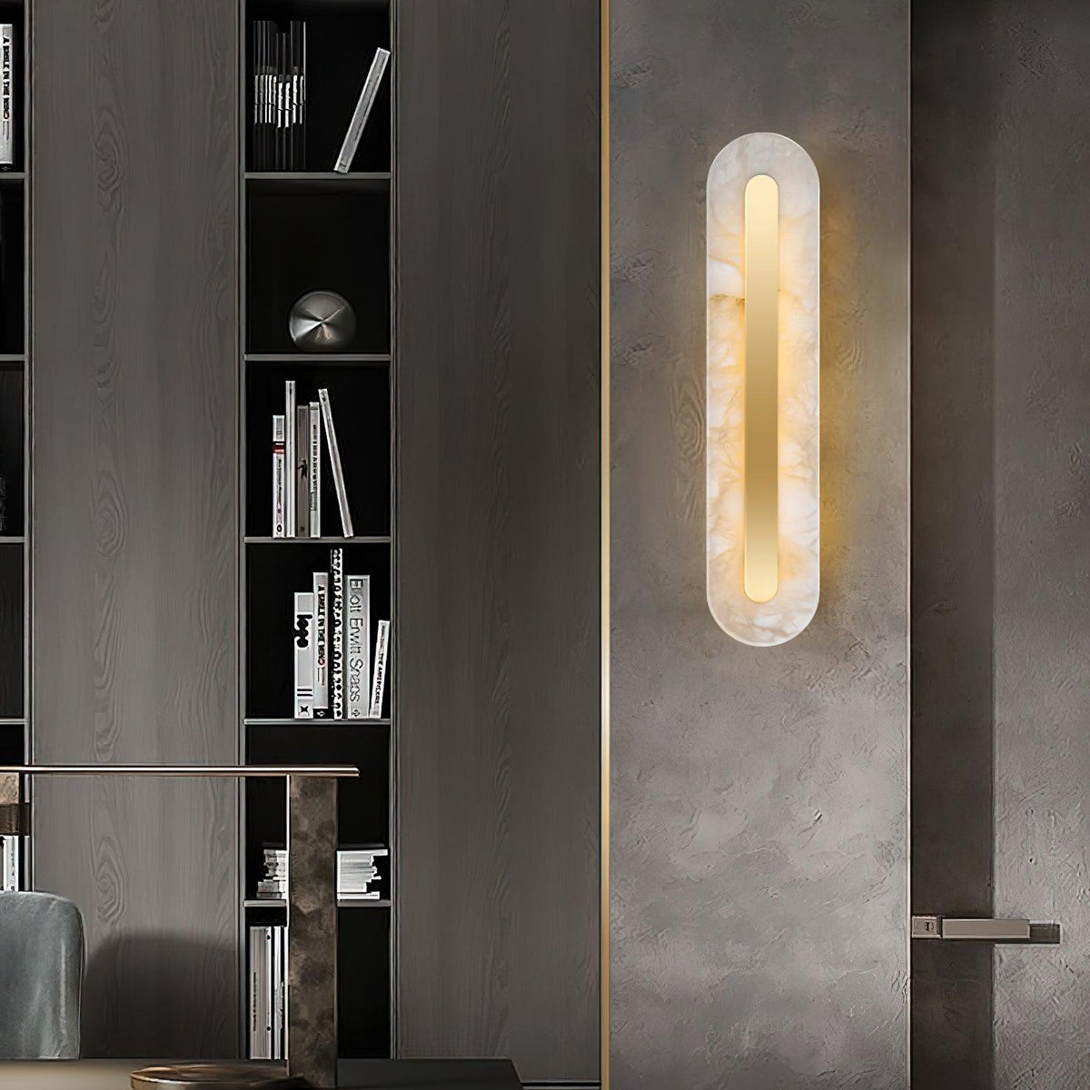 Wall Lamp Modern Alabaster with Integrated LED and Brass Finish