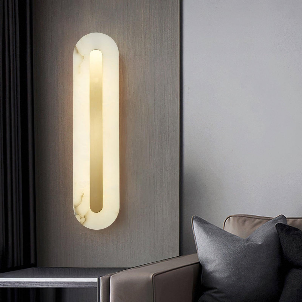 Wall Lamp Modern Alabaster with Integrated LED and Brass Finish