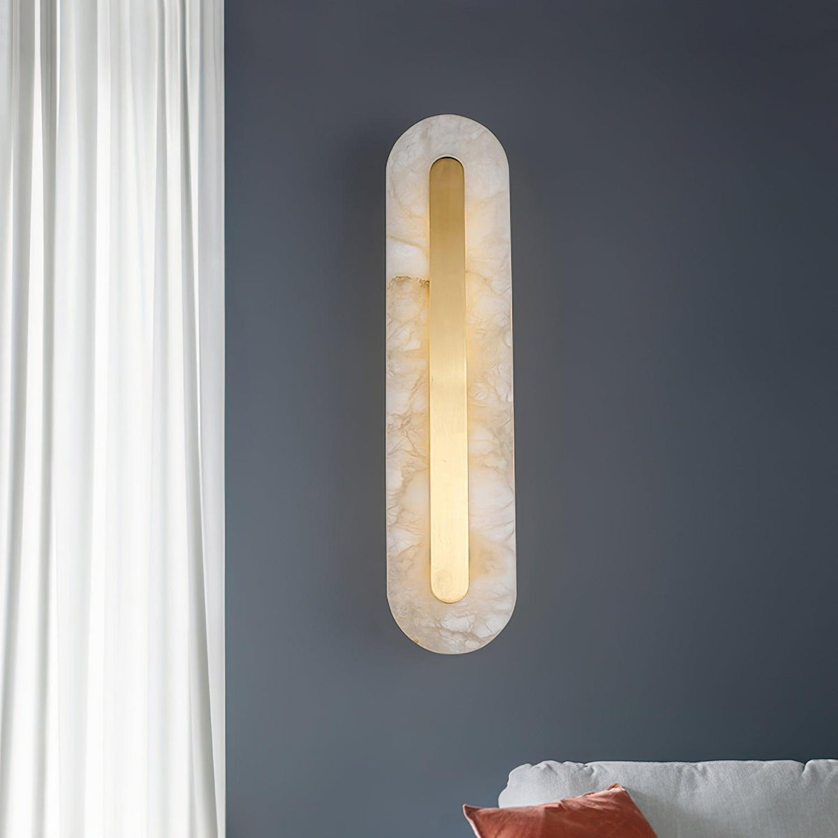 Wall Lamp Modern Alabaster with Integrated LED and Brass Finish