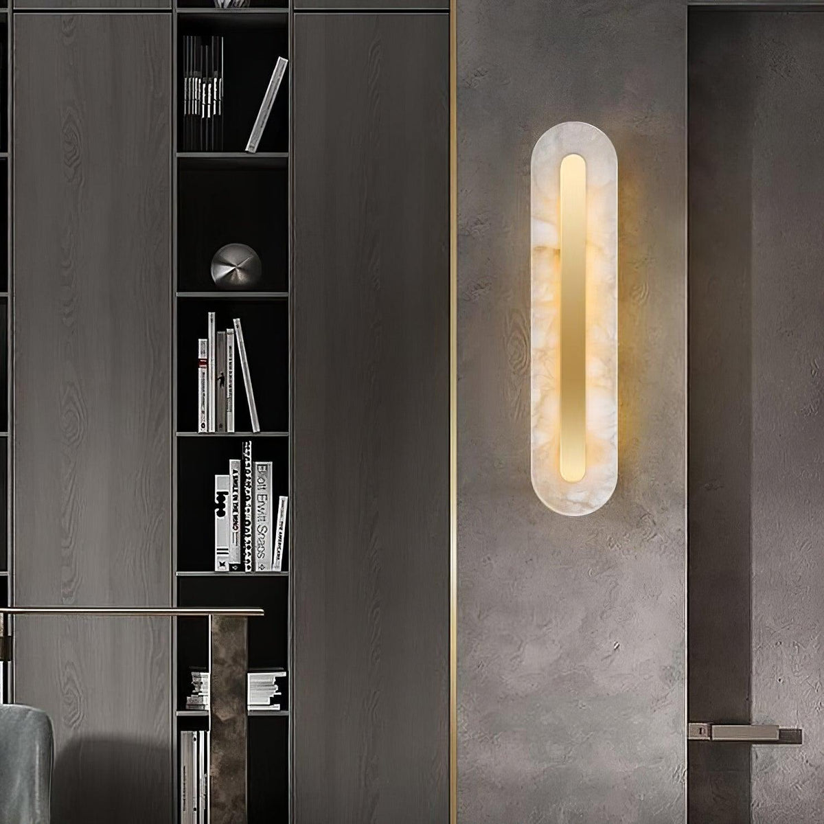 Wall Lamp Modern Alabaster with Integrated LED and Brass Finish