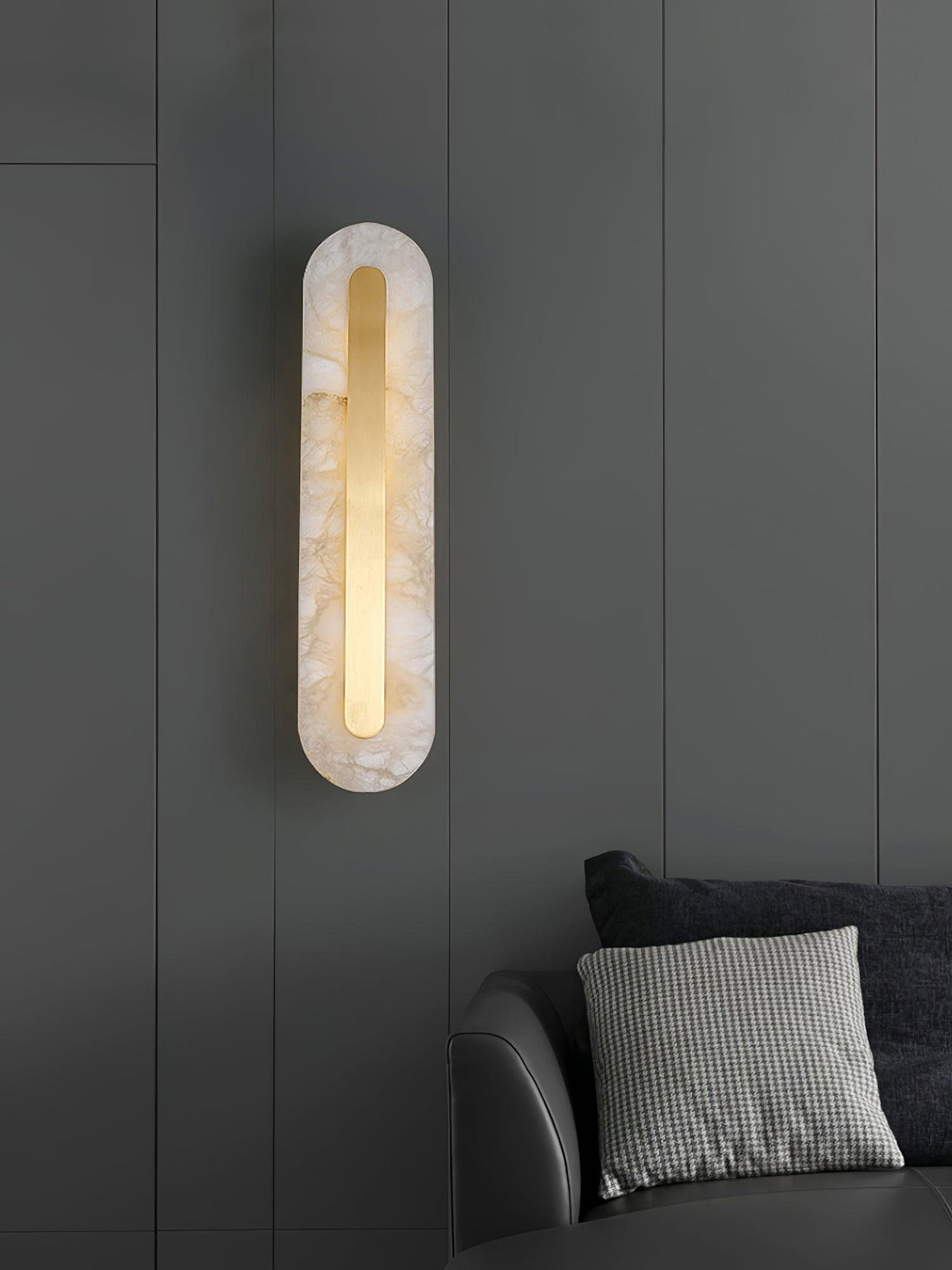 Wall Lamp Modern Alabaster with Integrated LED and Brass Finish
