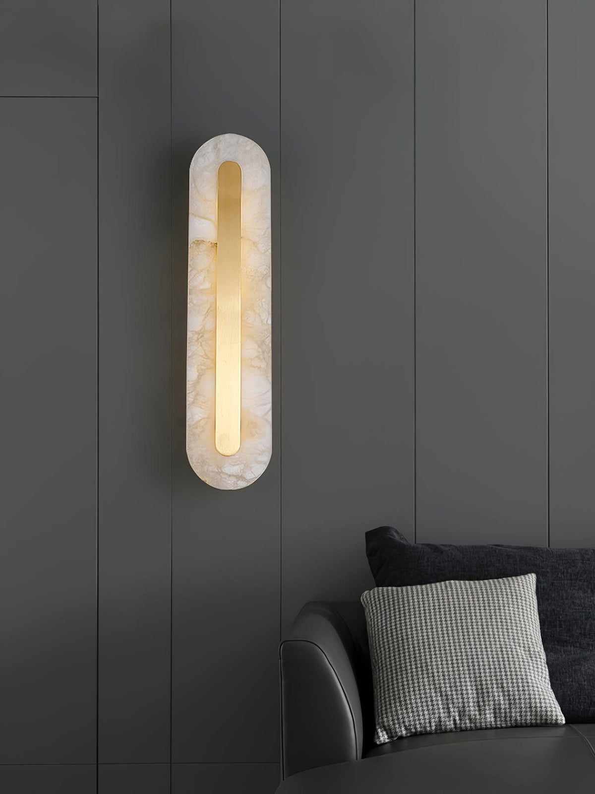 Wall Lamp Modern Alabaster with Integrated LED and Brass Finish