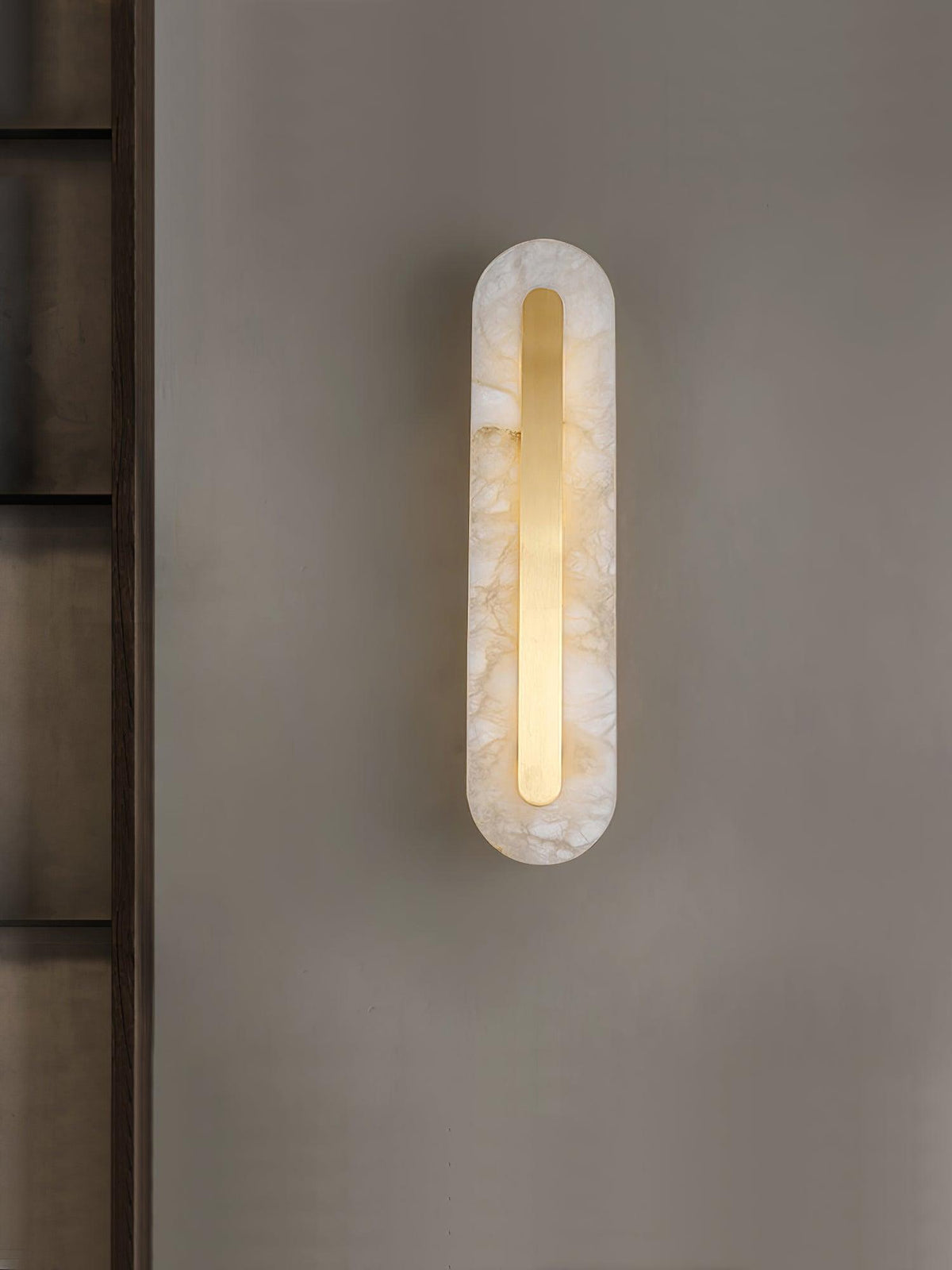 Wall Lamp Modern Alabaster with Integrated LED and Brass Finish