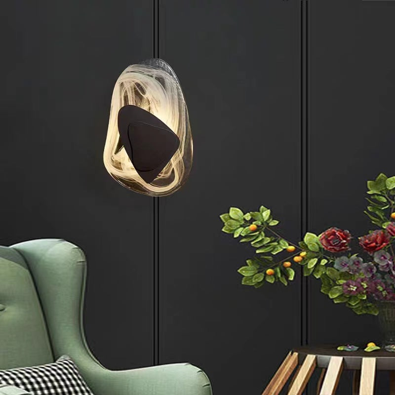 Wall Lamp Modern Art Deco with Organic Glass Shade and Integrated LED