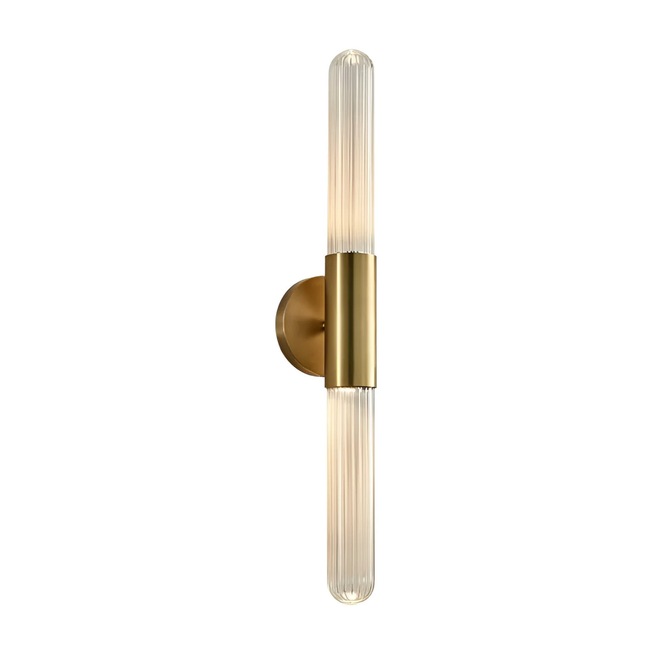 Wall Lamp Modern Art Deco with Ribbed Glass Tubes and Double-Ended Design