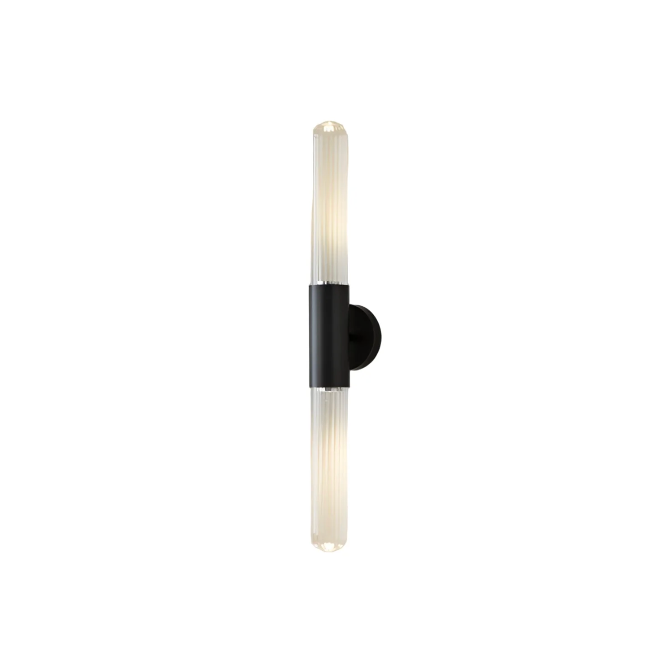 Wall Lamp Modern Art Deco with Ribbed Glass Tubes and Double-Ended Design