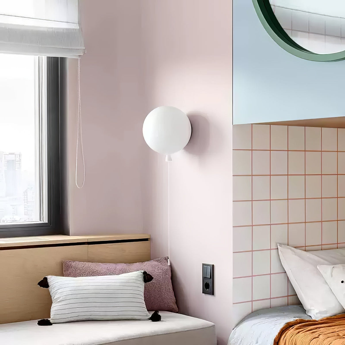 Wall Lamp Modern Balloon Shape with Pull Switch for Kids Room and Living Room