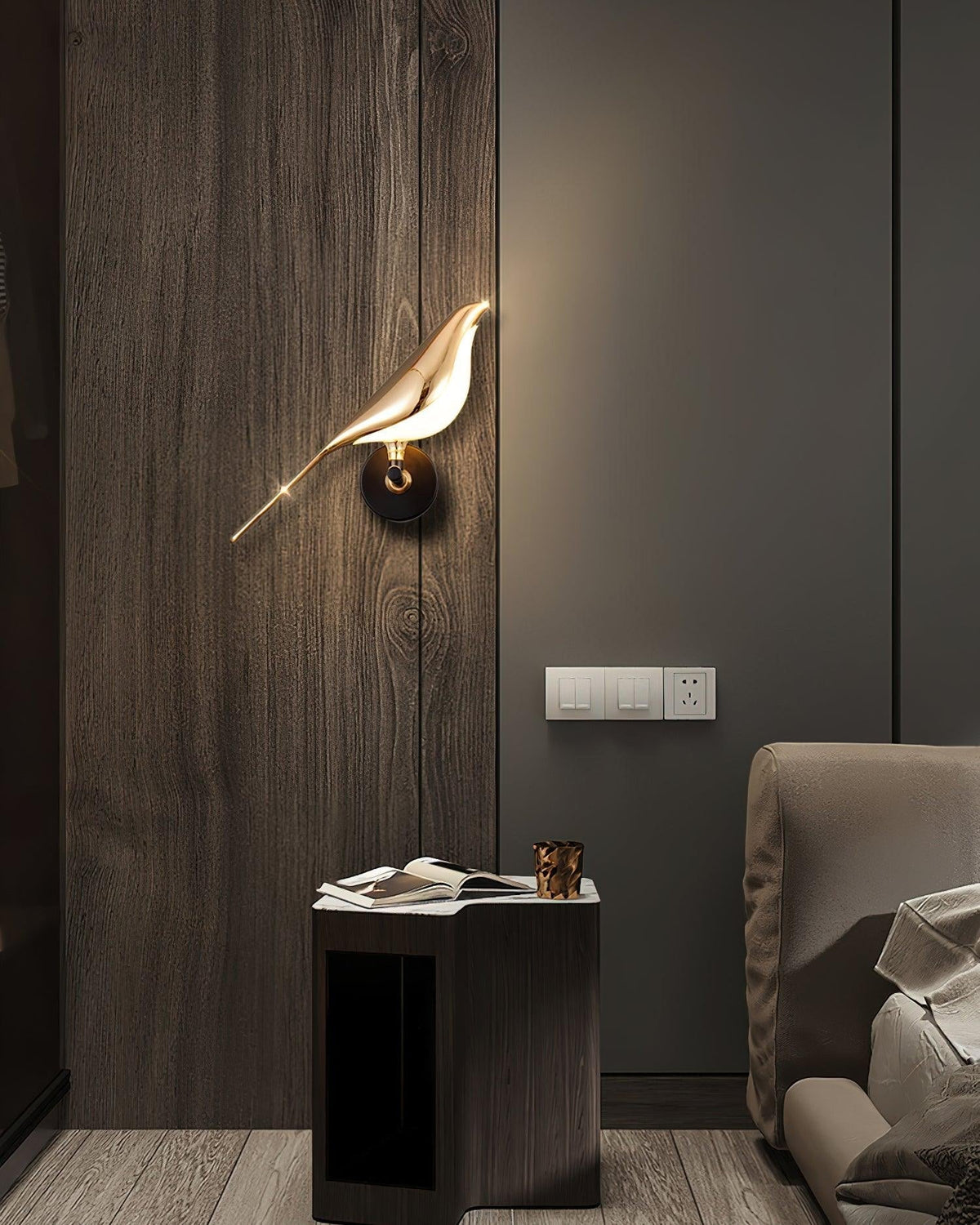 Wall Lamp Modern Bird Shape with Integrated LED and Warm Light