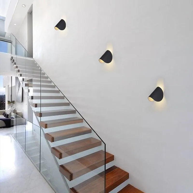 Wall Lamp Modern Minimalist with Curved Shade and Warm LED Glow