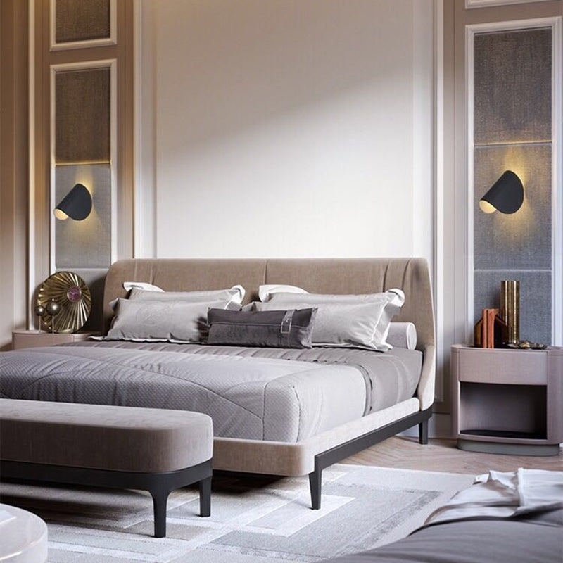 Wall Lamp Modern Minimalist with Curved Shade and Warm LED Glow