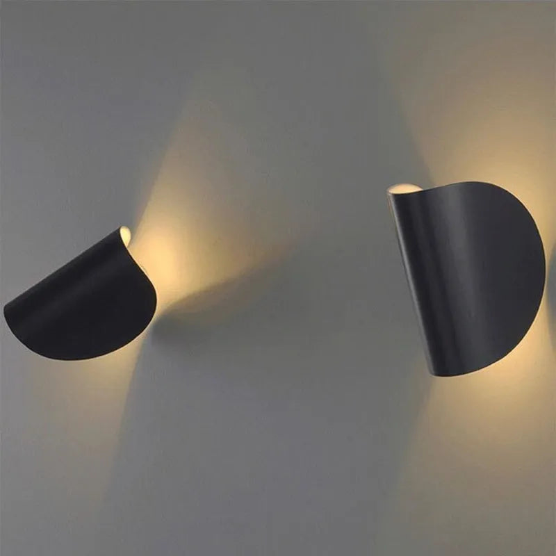 Wall Lamp Modern Minimalist with Curved Shade and Warm LED Glow