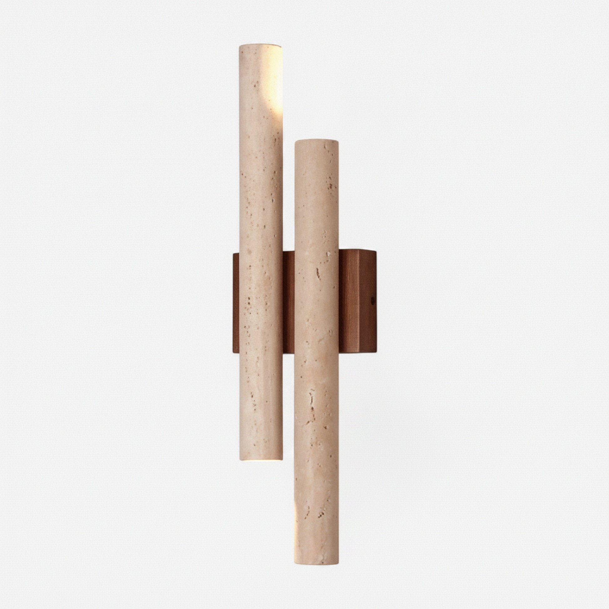 Wall Lamp Modern Minimalist with Dual Travertine Stone Tubes and Up Down Light