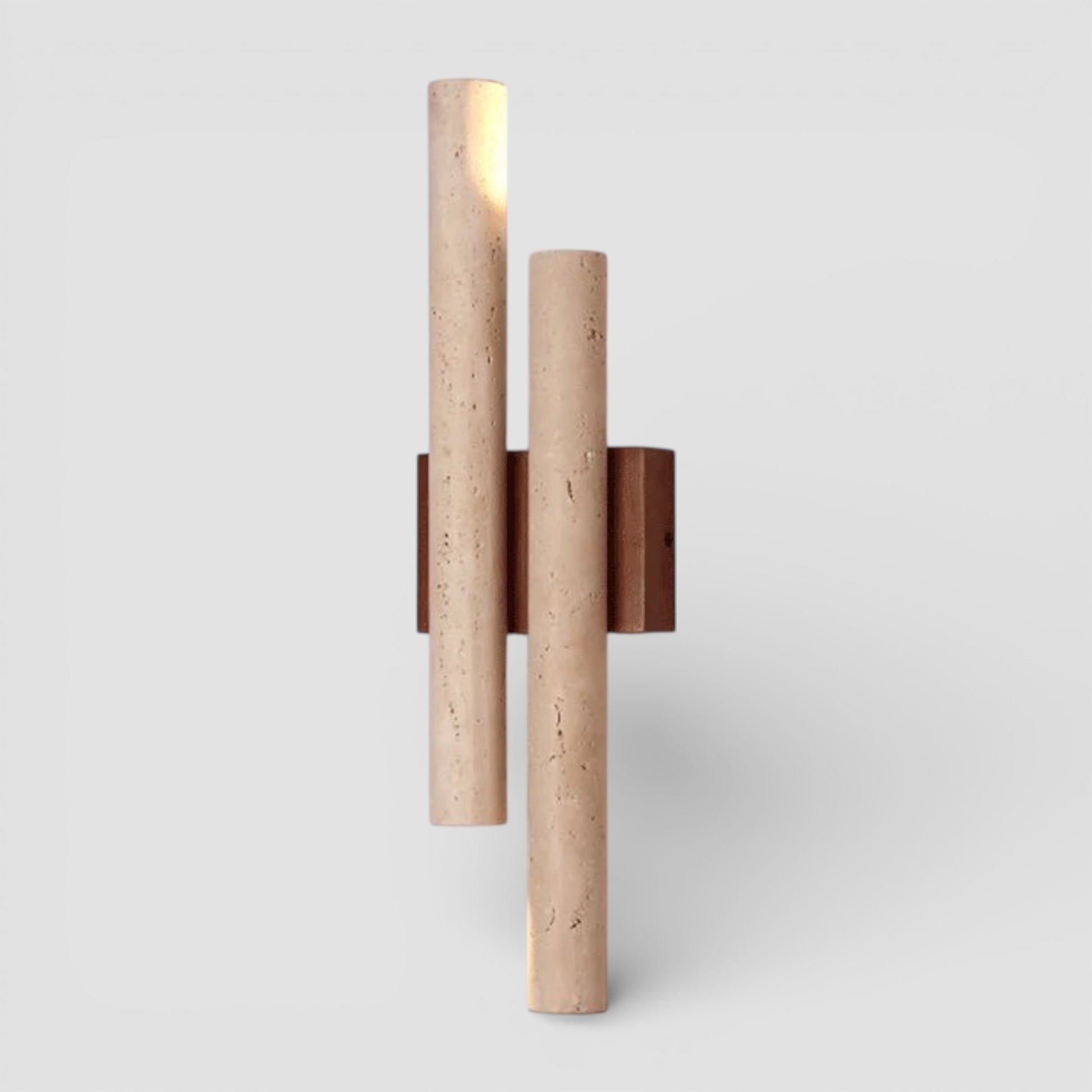 Wall Lamp Modern Minimalist with Dual Travertine Stone Tubes and Up Down Light