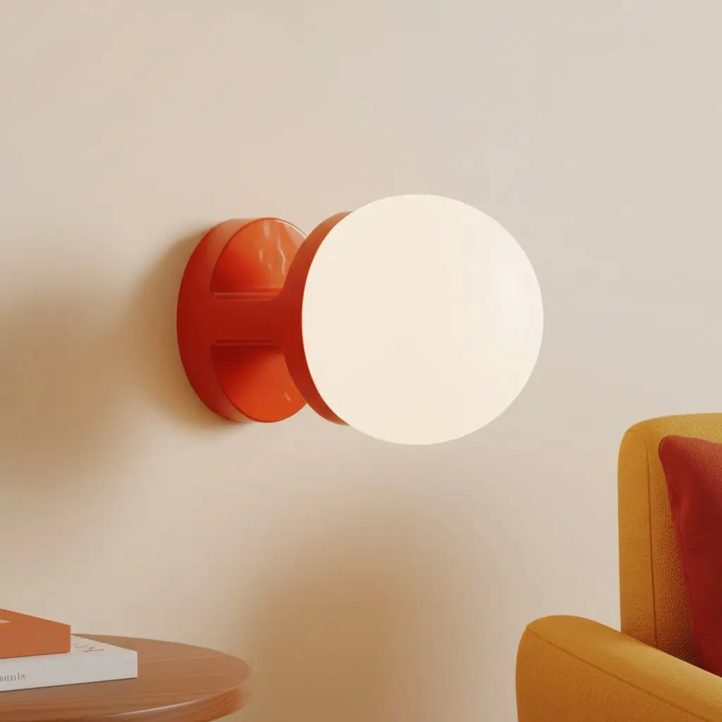 Wall Lamp Modern Minimalist with Globe Shade and Ceramic Base