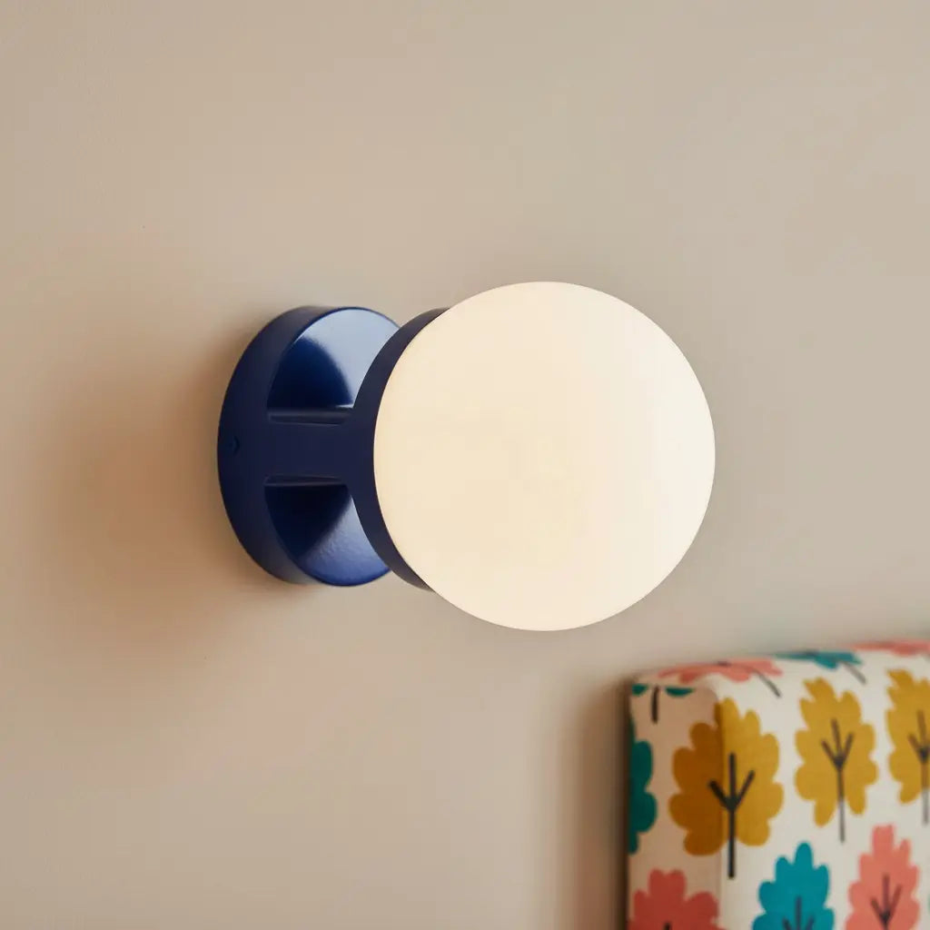 Wall Lamp Modern Minimalist with Globe Shade and Ceramic Base