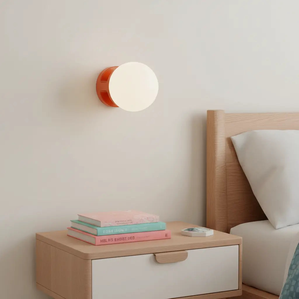 Wall Lamp Modern Minimalist with Globe Shade and Ceramic Base