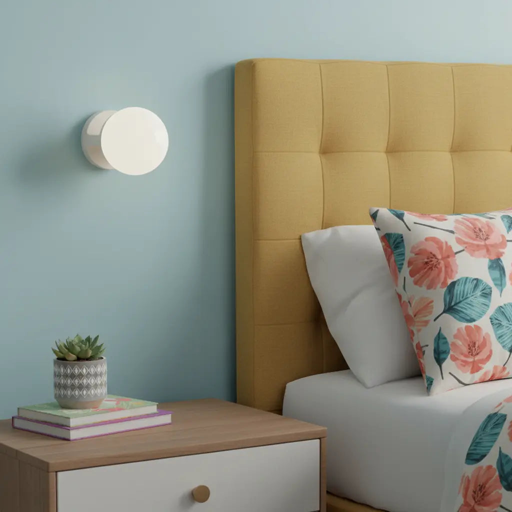 Wall Lamp Modern Minimalist with Globe Shade and Ceramic Base