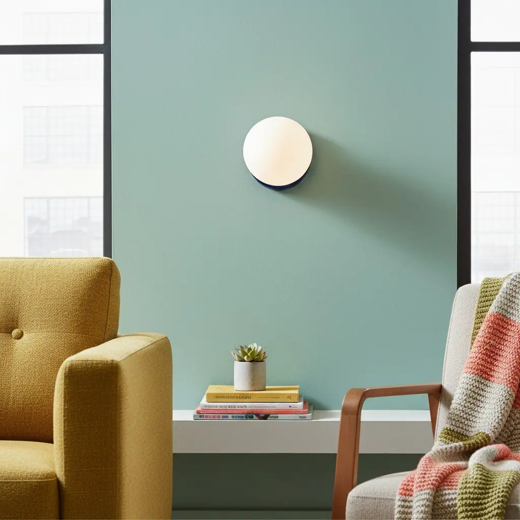 Wall Lamp Modern Minimalist with Globe Shade and Ceramic Base