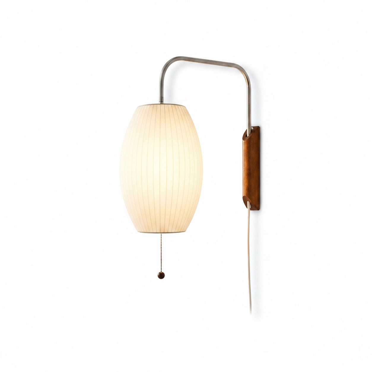 Wall Lamp Modern Minimalist with Ribbed Bubble Shade and Pull-Chain Switch