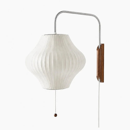 Wall Lamp Modern Minimalist with Ribbed Bubble Shade and Pull-Chain Switch