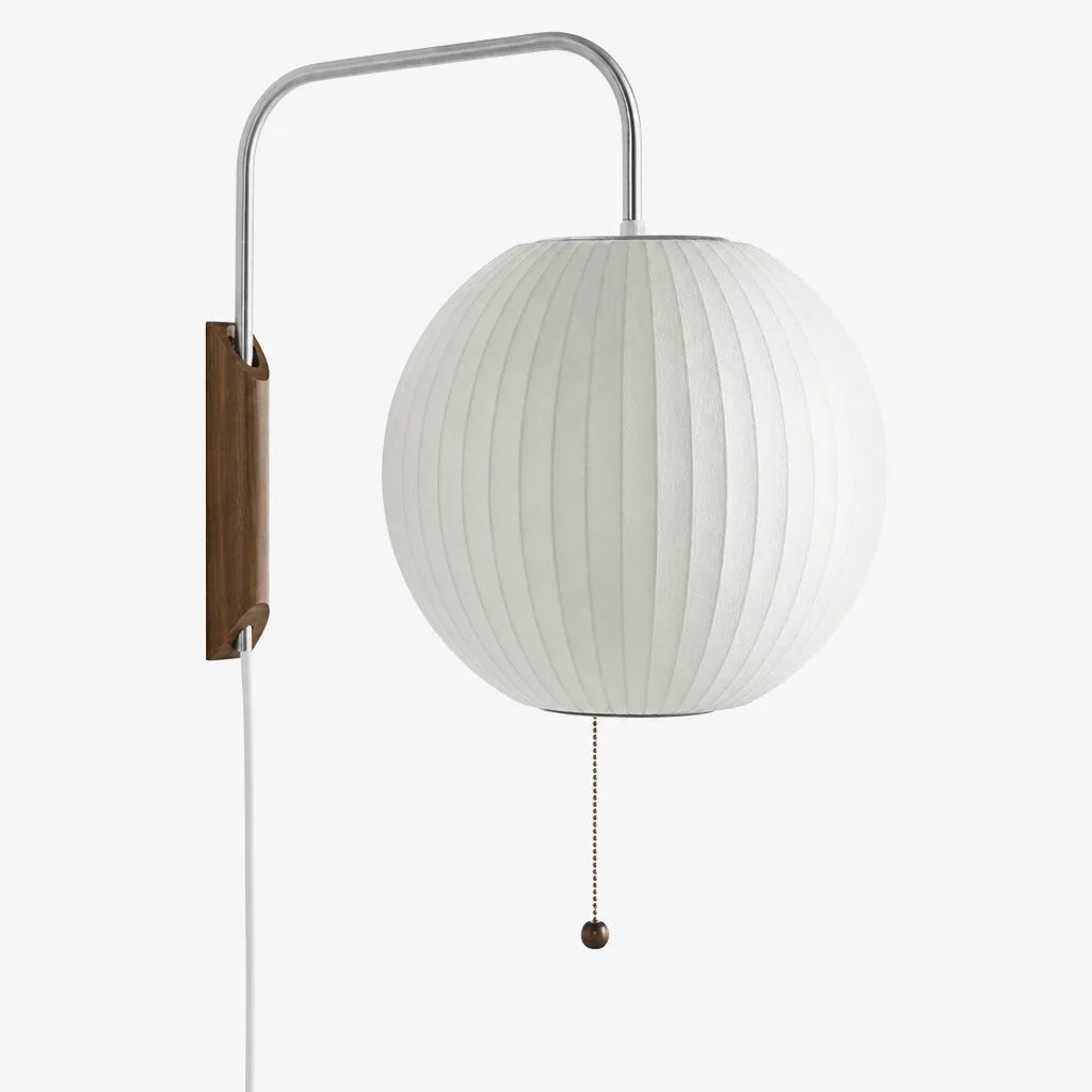 Wall Lamp Modern Minimalist with Ribbed Bubble Shade and Pull-Chain Switch