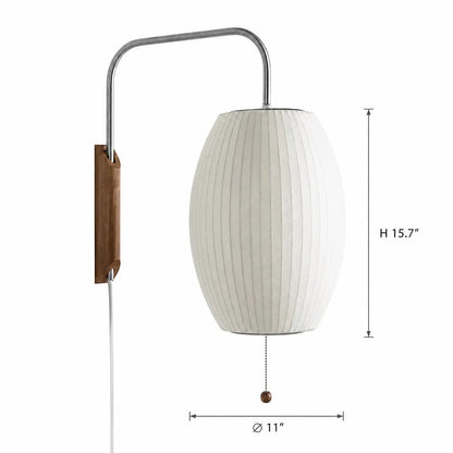 Wall Lamp Modern Minimalist with Ribbed Bubble Shade and Pull-Chain Switch
