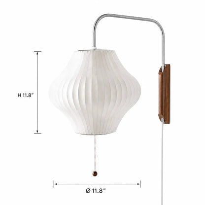 Wall Lamp Modern Minimalist with Ribbed Bubble Shade and Pull-Chain Switch