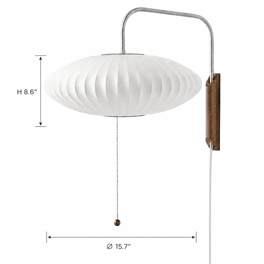 Wall Lamp Modern Minimalist with Ribbed Bubble Shade and Pull-Chain Switch