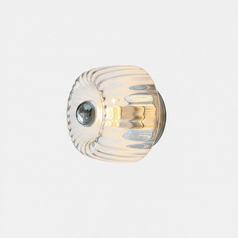 Wall Lamp Modern Minimalist with Ribbed Glass Shade and Sunburst Light Effect