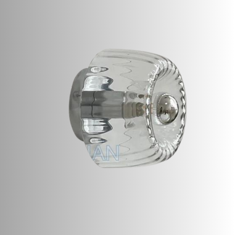 Wall Lamp Modern Minimalist with Ribbed Glass Shade and Sunburst Light Effect