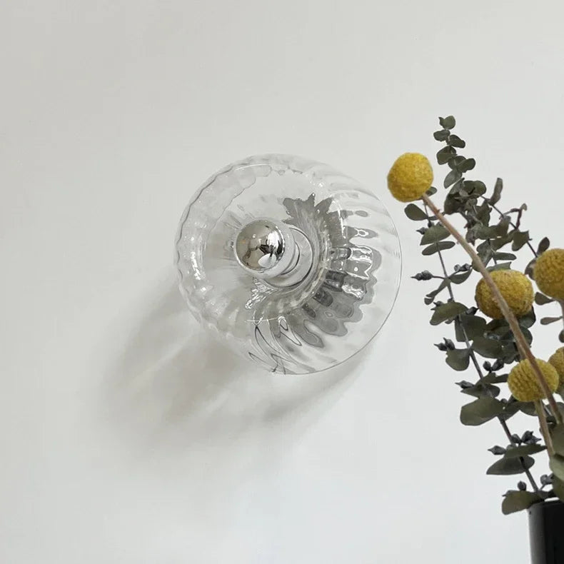 Wall Lamp Modern Minimalist with Ribbed Glass Shade and Sunburst Light Effect
