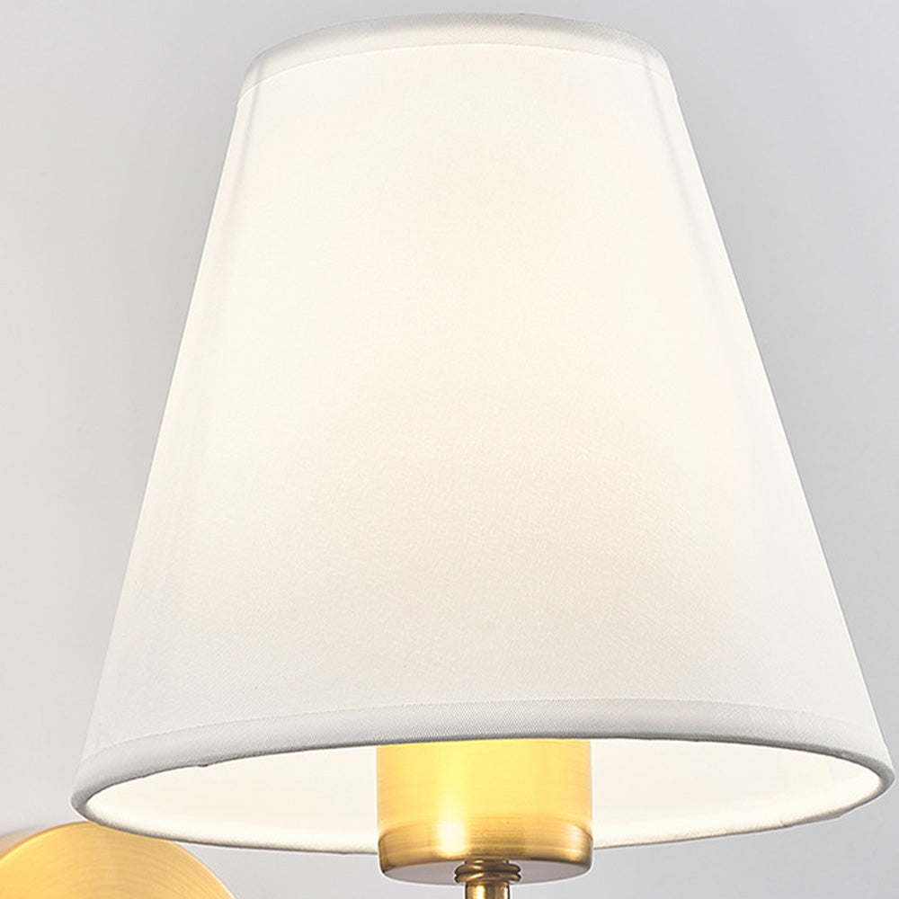 Wall Lamp Modern Rural Style with Fabric Shade and Brass Arm