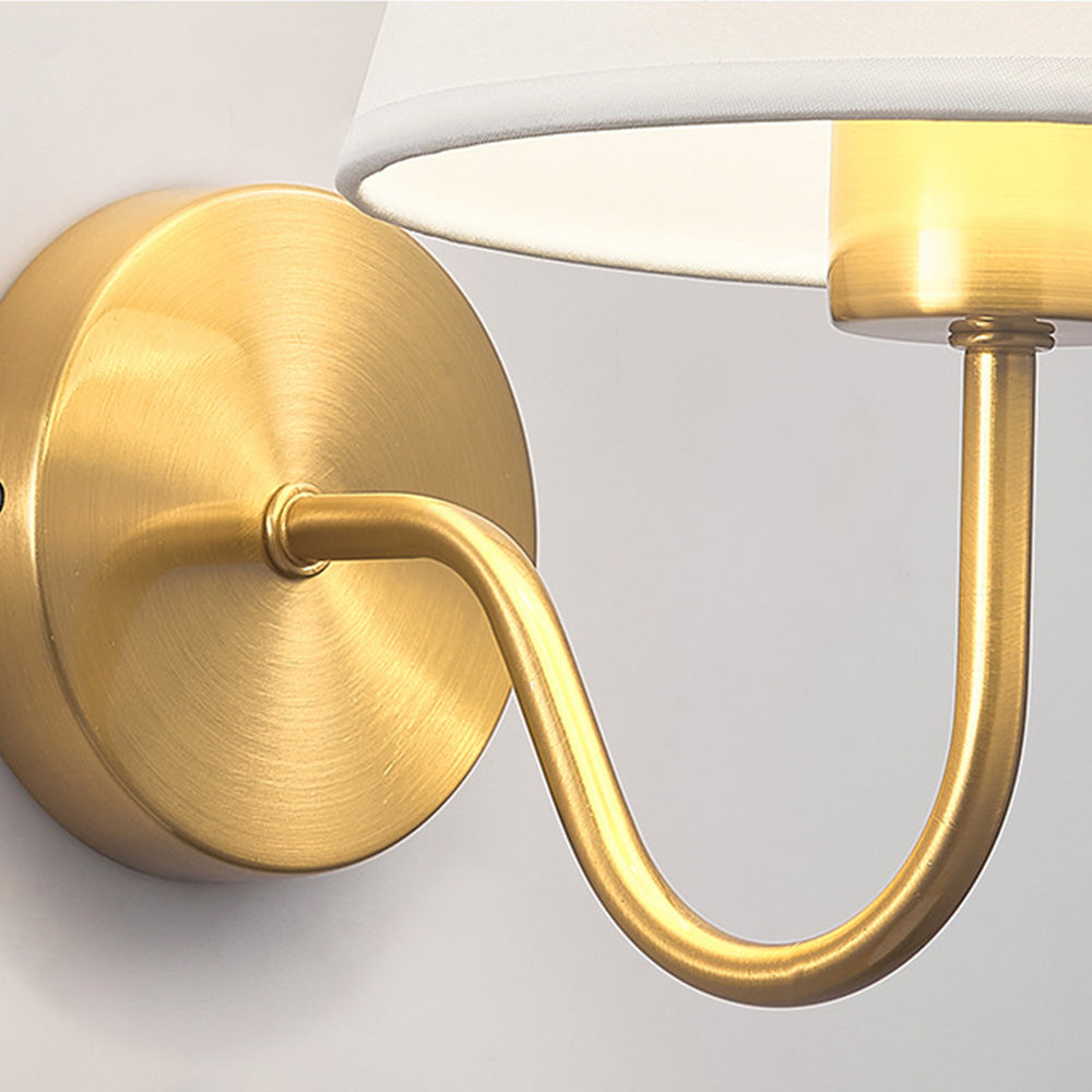 Wall Lamp Modern Rural Style with Fabric Shade and Brass Arm