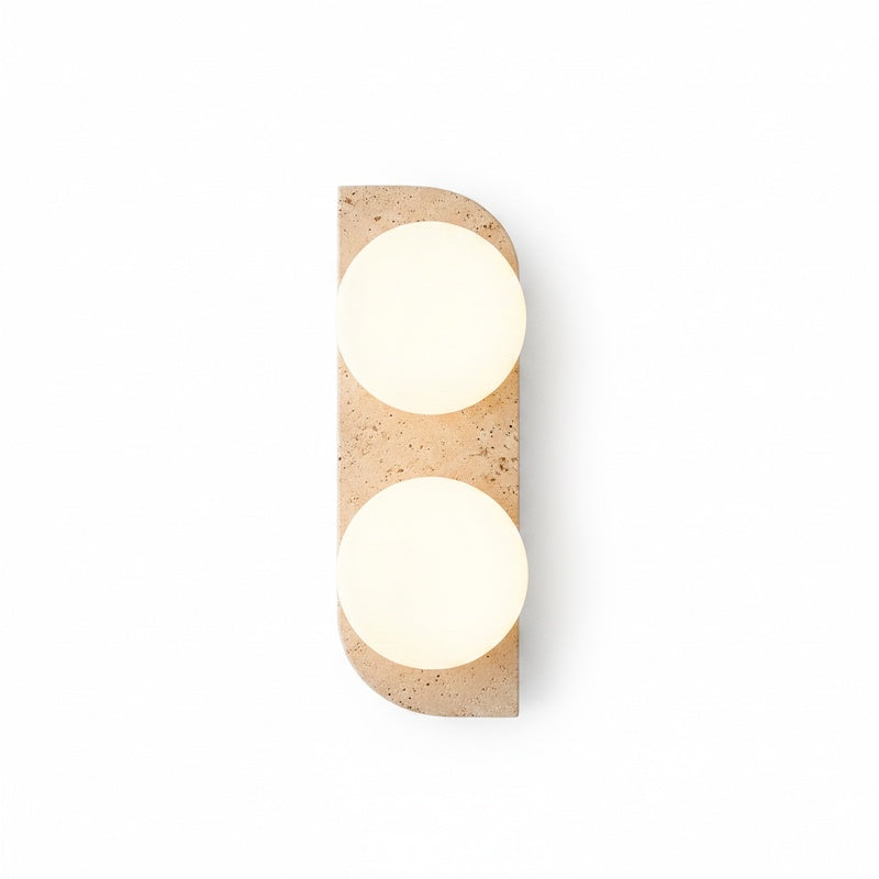 Wall Lamp Modern Travertine with Globe Shades and Arch Backplate