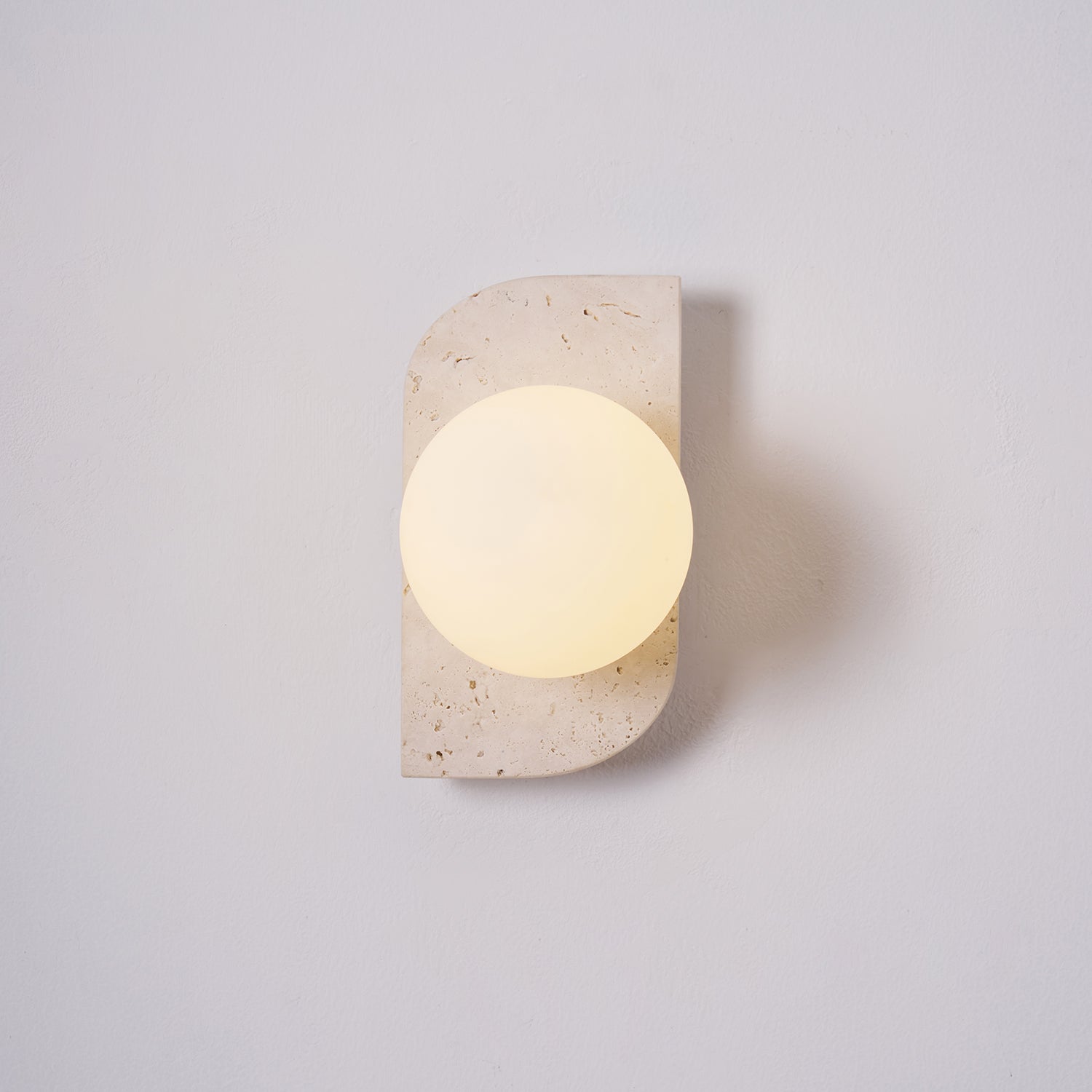 Wall Lamp Modern Travertine with Globe Shades and Arch Backplate