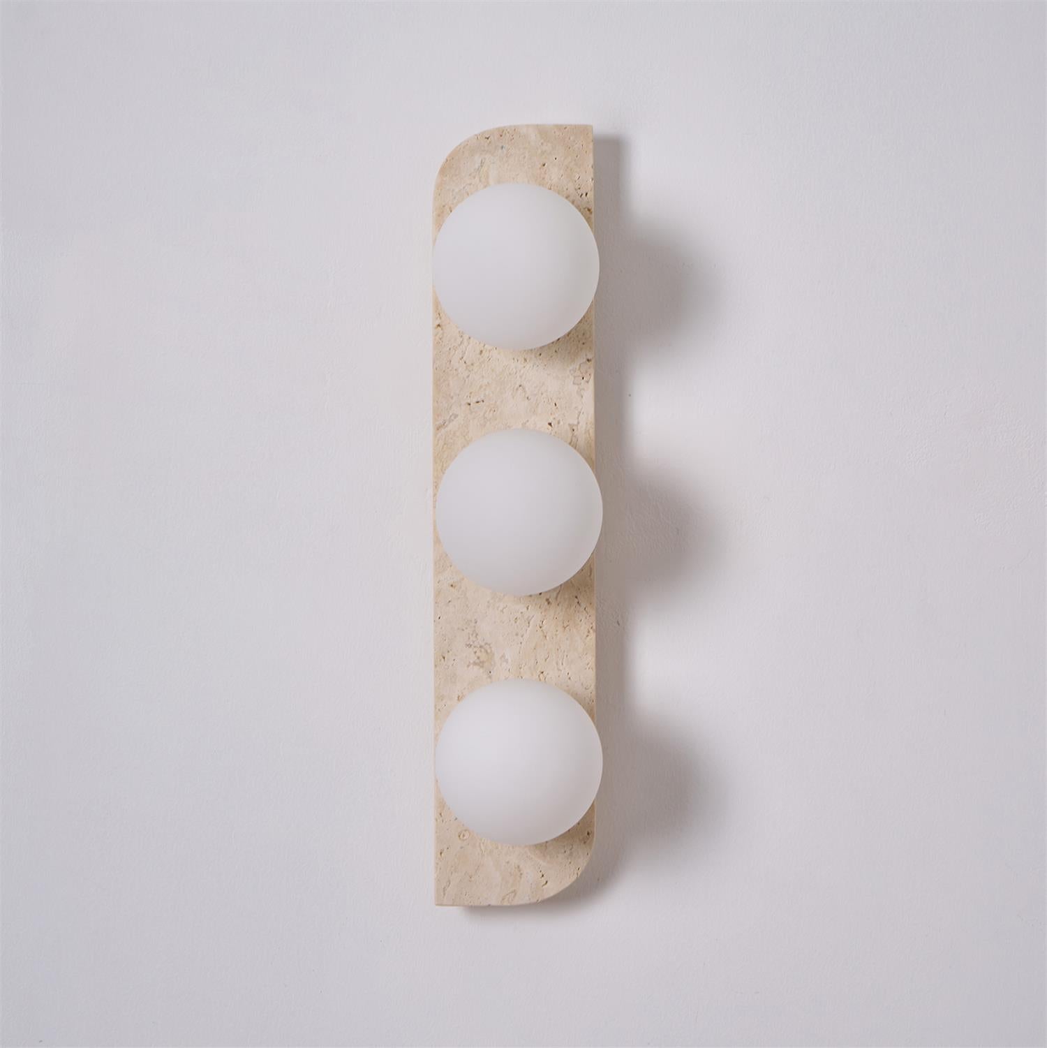 Wall Lamp Modern Travertine with Globe Shades and Arch Backplate