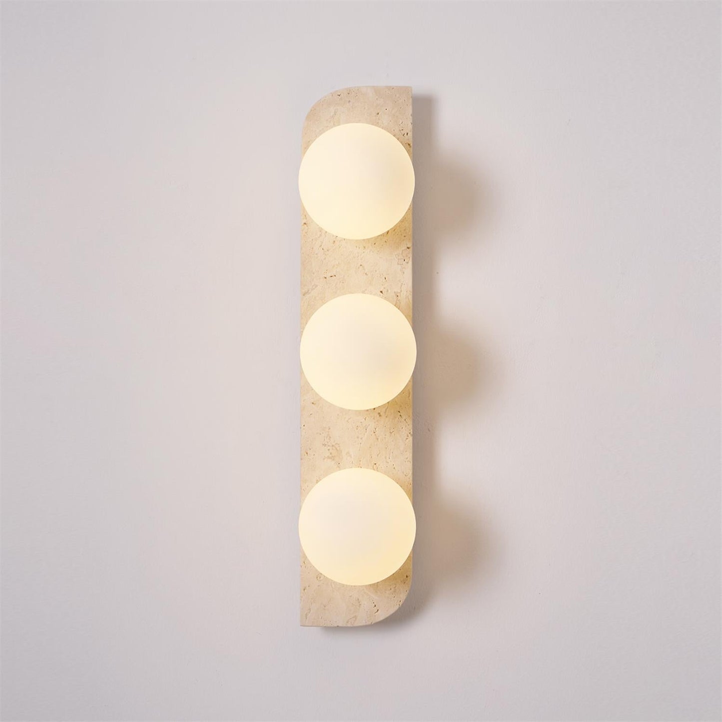 Wall Lamp Modern Travertine with Globe Shades and Arch Backplate