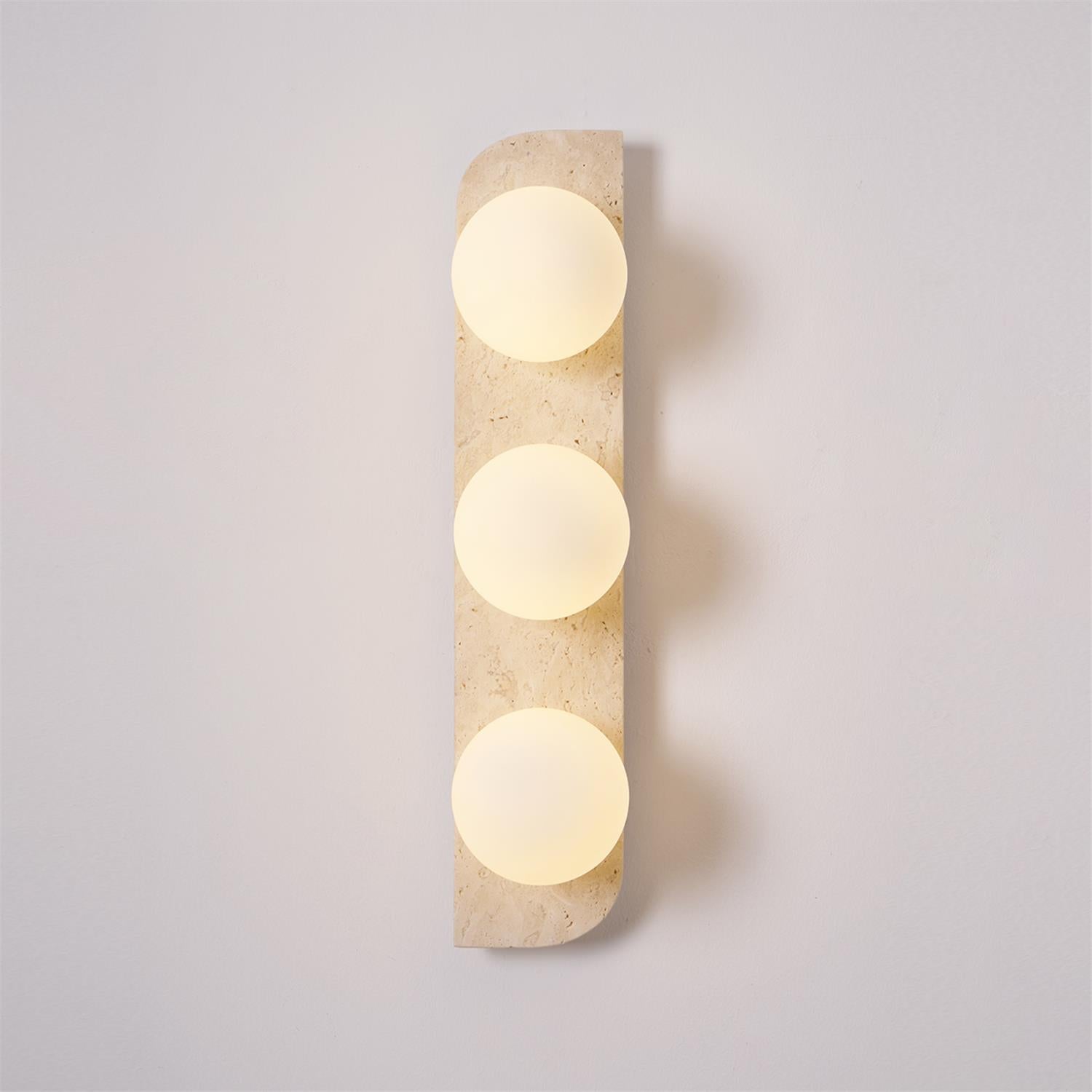 Wall Lamp Modern Travertine with Globe Shades and Arch Backplate