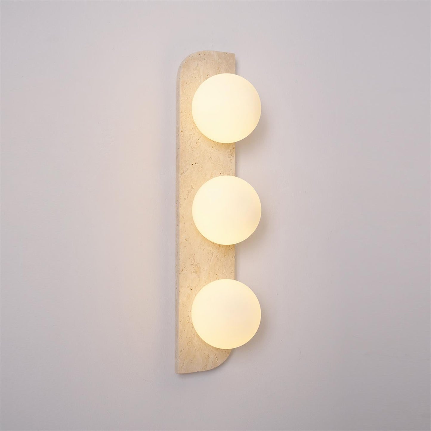 Wall Lamp Modern Travertine with Globe Shades and Arch Backplate