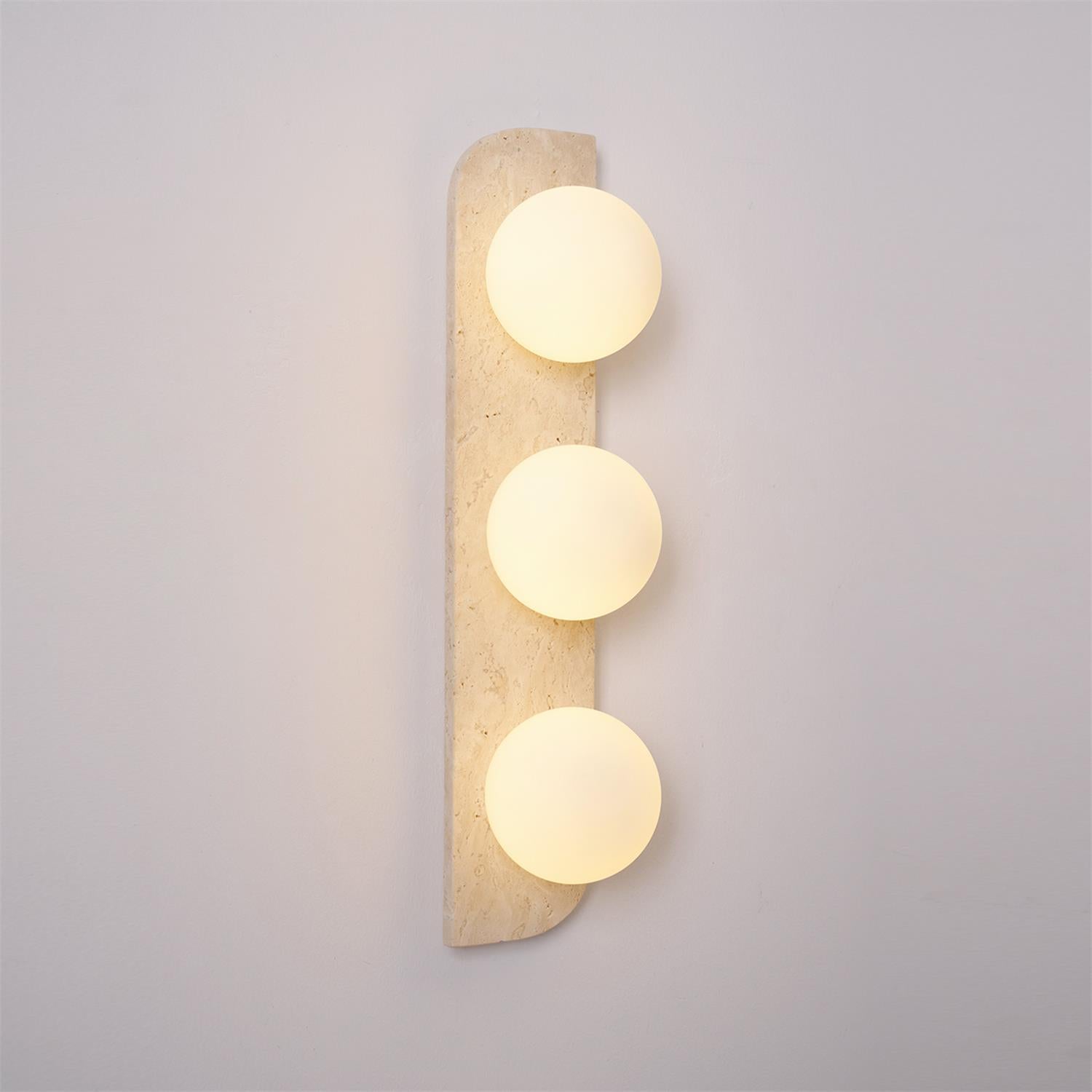 Wall Lamp Modern Travertine with Globe Shades and Arch Backplate