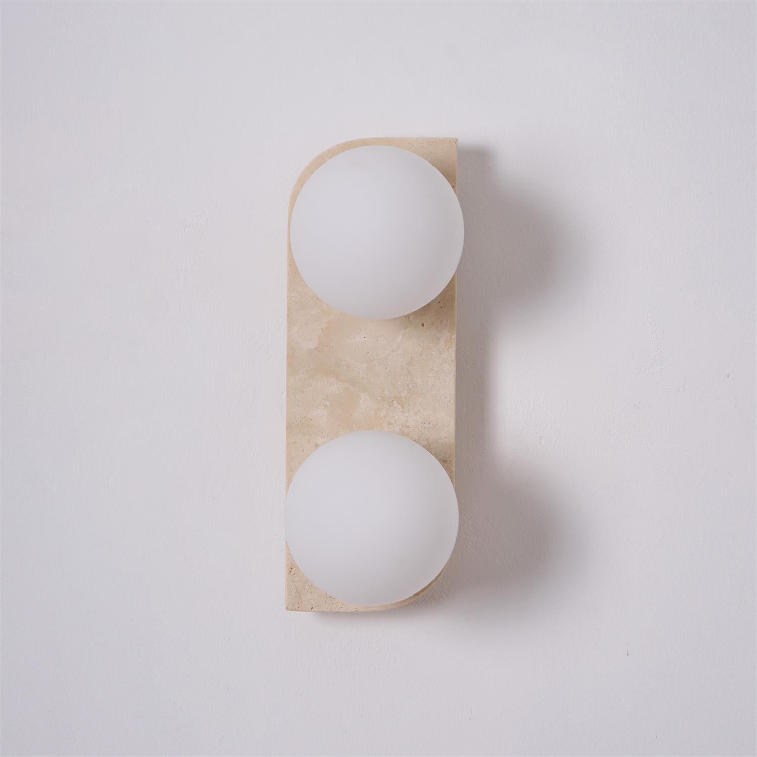 Wall Lamp Modern Travertine with Globe Shades and Arch Backplate