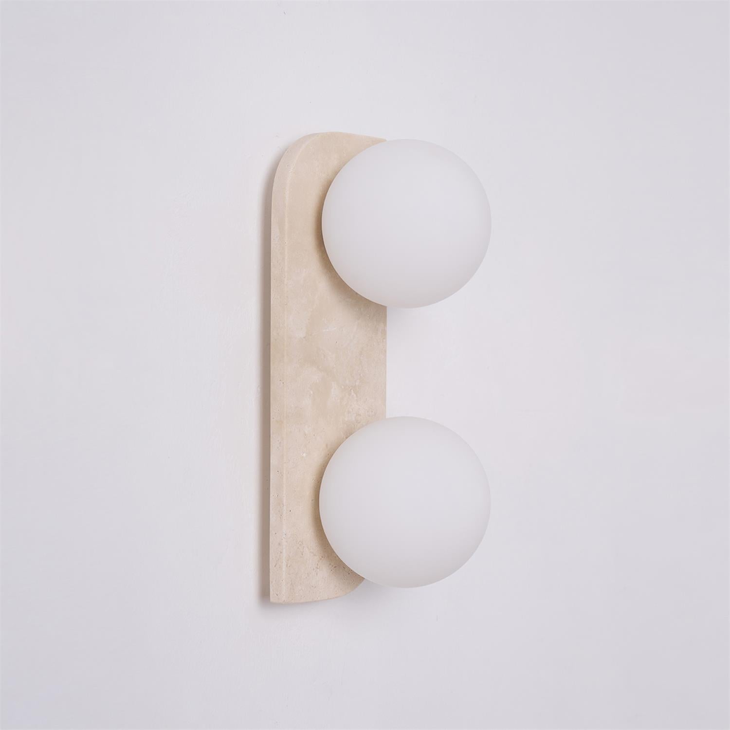 Wall Lamp Modern Travertine with Globe Shades and Arch Backplate