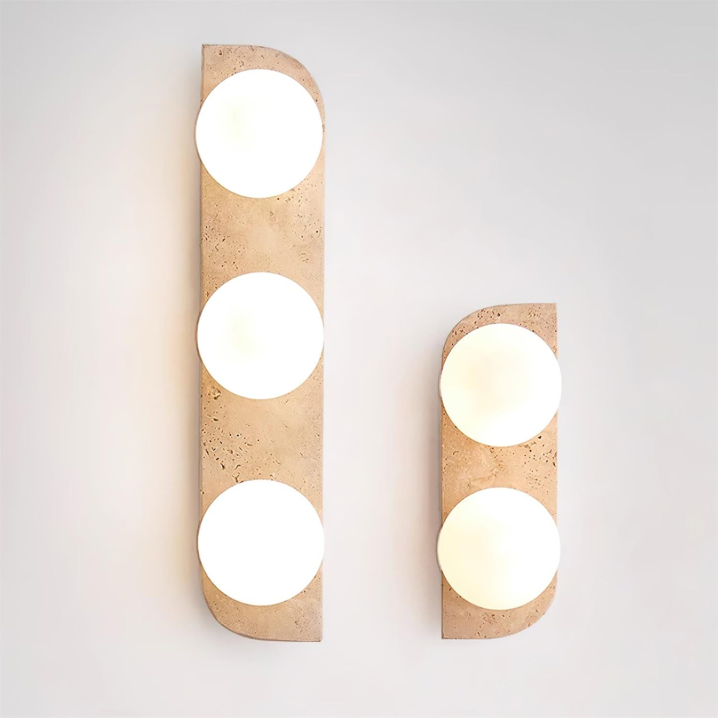 Wall Lamp Modern Travertine with Globe Shades and Arch Backplate