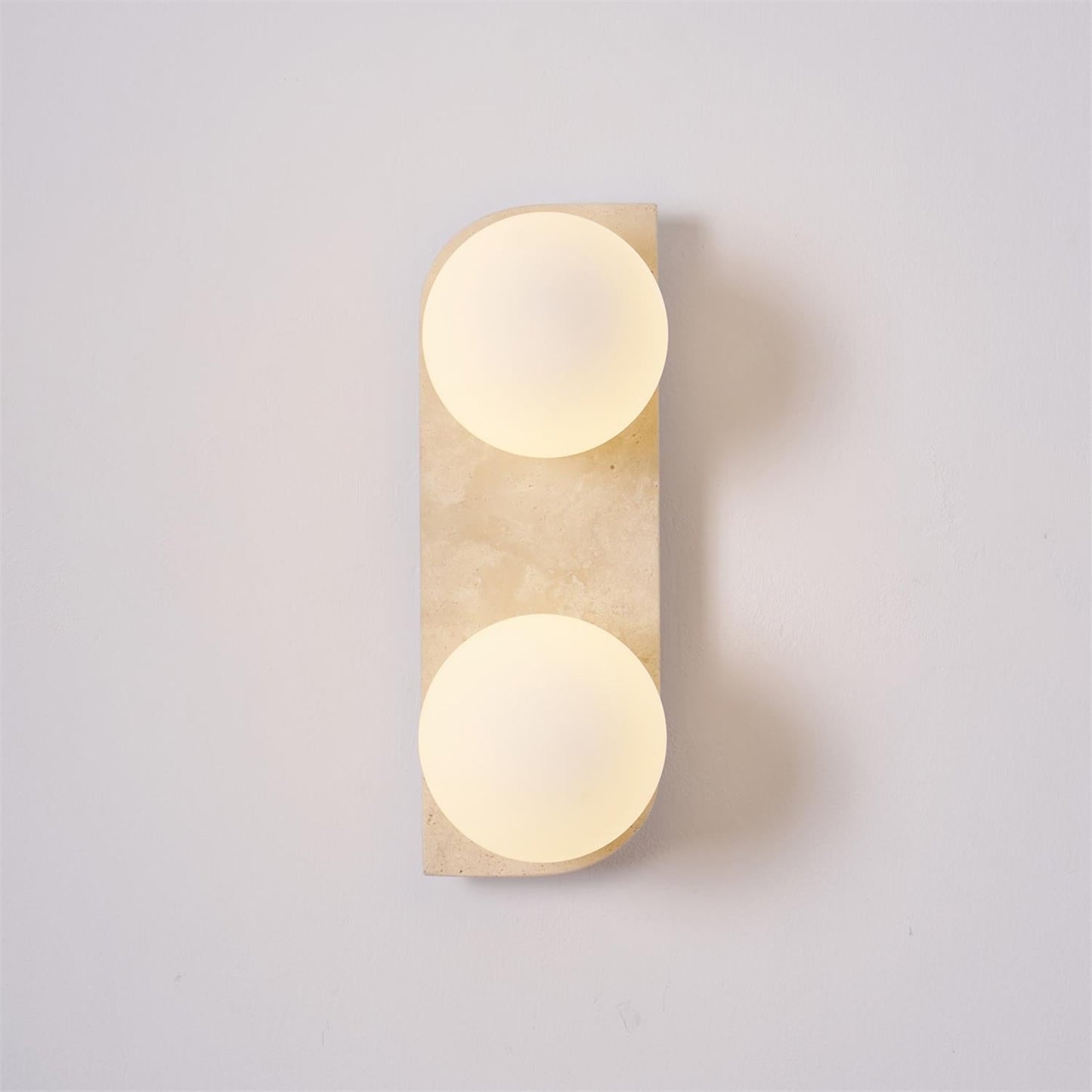 Wall Lamp Modern Travertine with Globe Shades and Arch Backplate