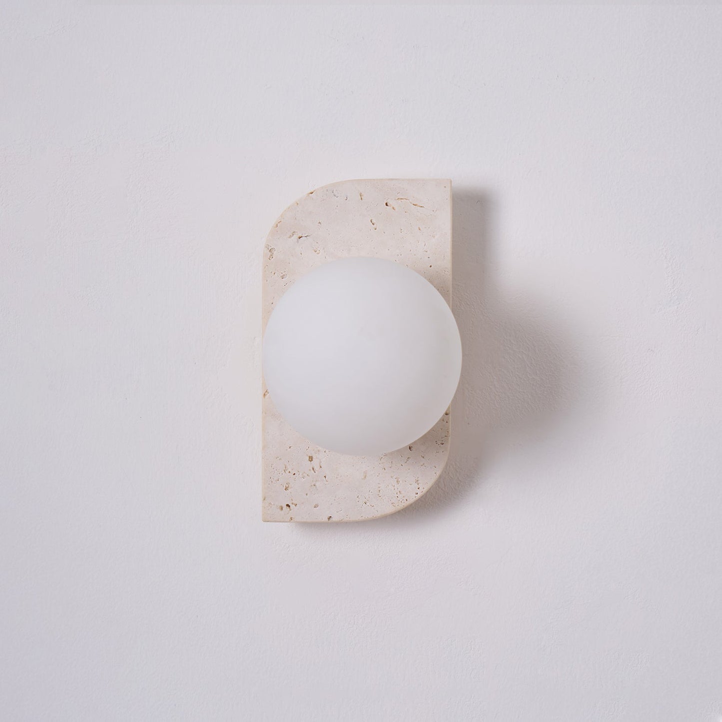 Wall Lamp Modern Travertine with Globe Shades and Arch Backplate