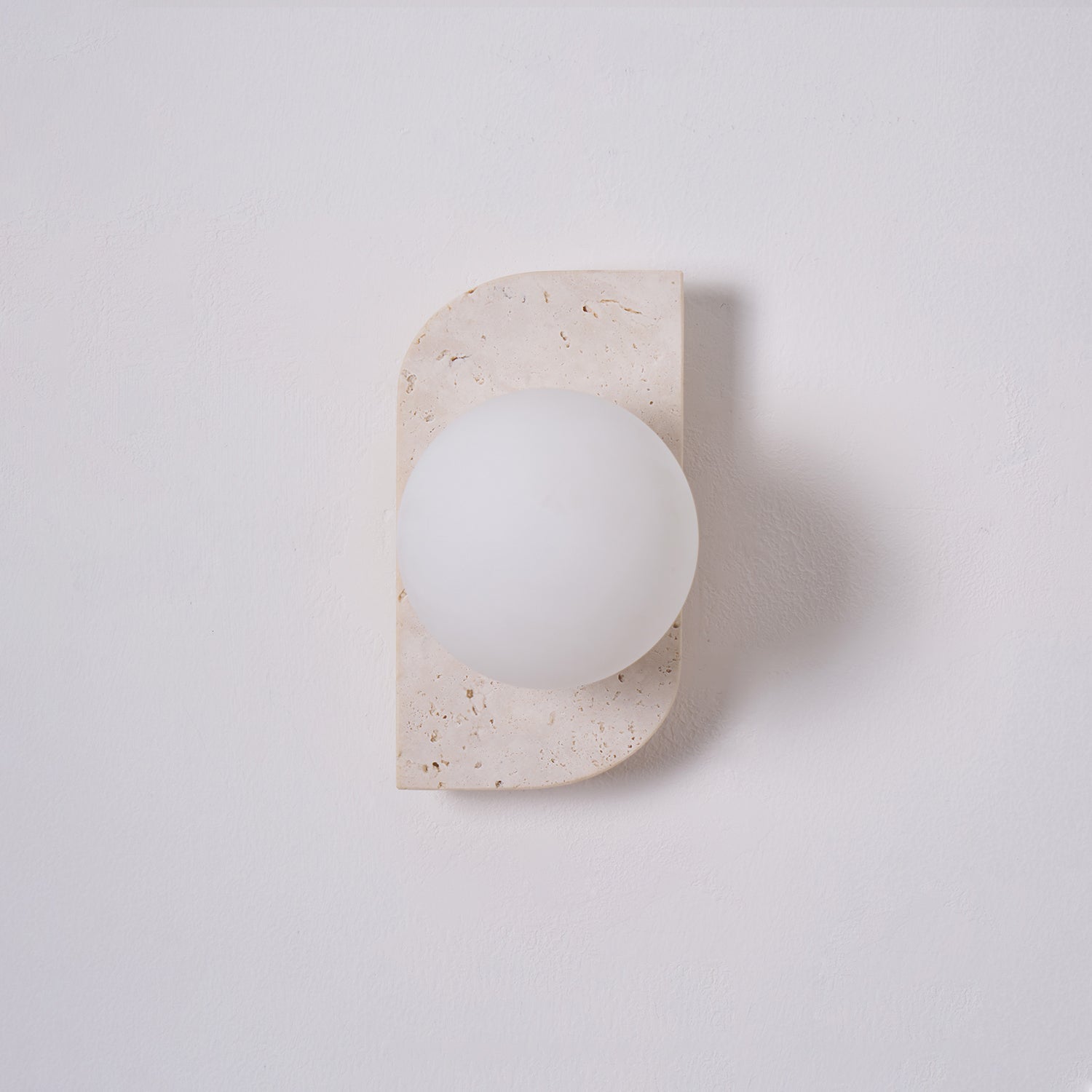 Wall Lamp Modern Travertine with Globe Shades and Arch Backplate