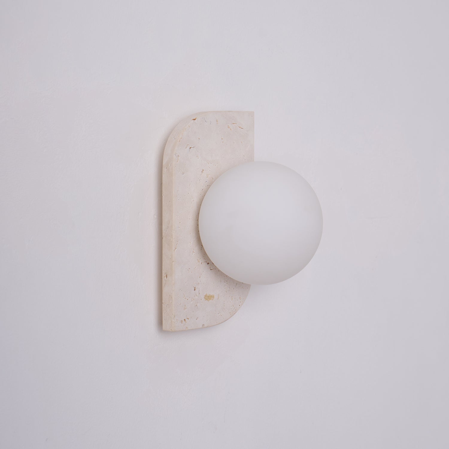 Wall Lamp Modern Travertine with Globe Shades and Arch Backplate