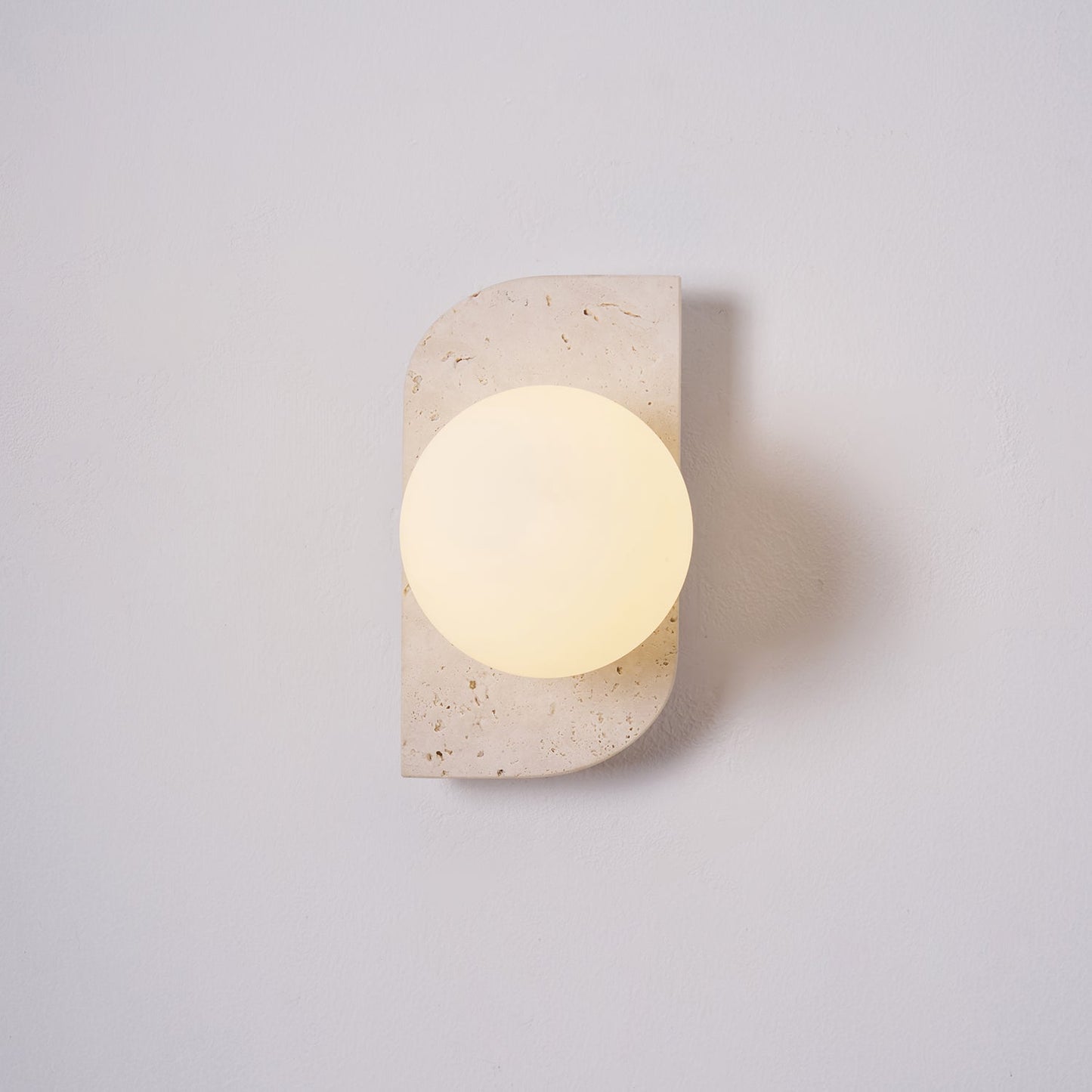 Wall Lamp Modern Travertine with Globe Shades and Arch Backplate